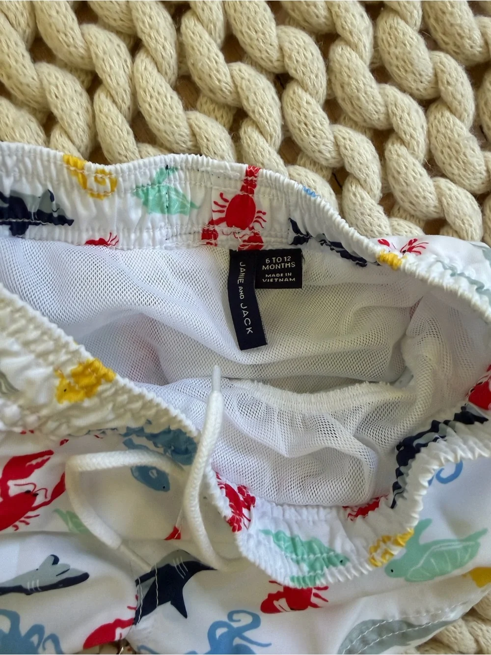 Janie and Jack Baby Swim Trunks with Colorful Sea Creatures - size 6-12m